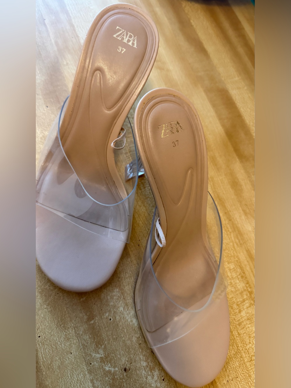 Zara Clear Transparent Heeled Sandals with Silver Accents